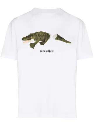 Palm Angels white Croco cotton T-shirt for men | PMAA001S21JER0191001 at  Farfetch.com