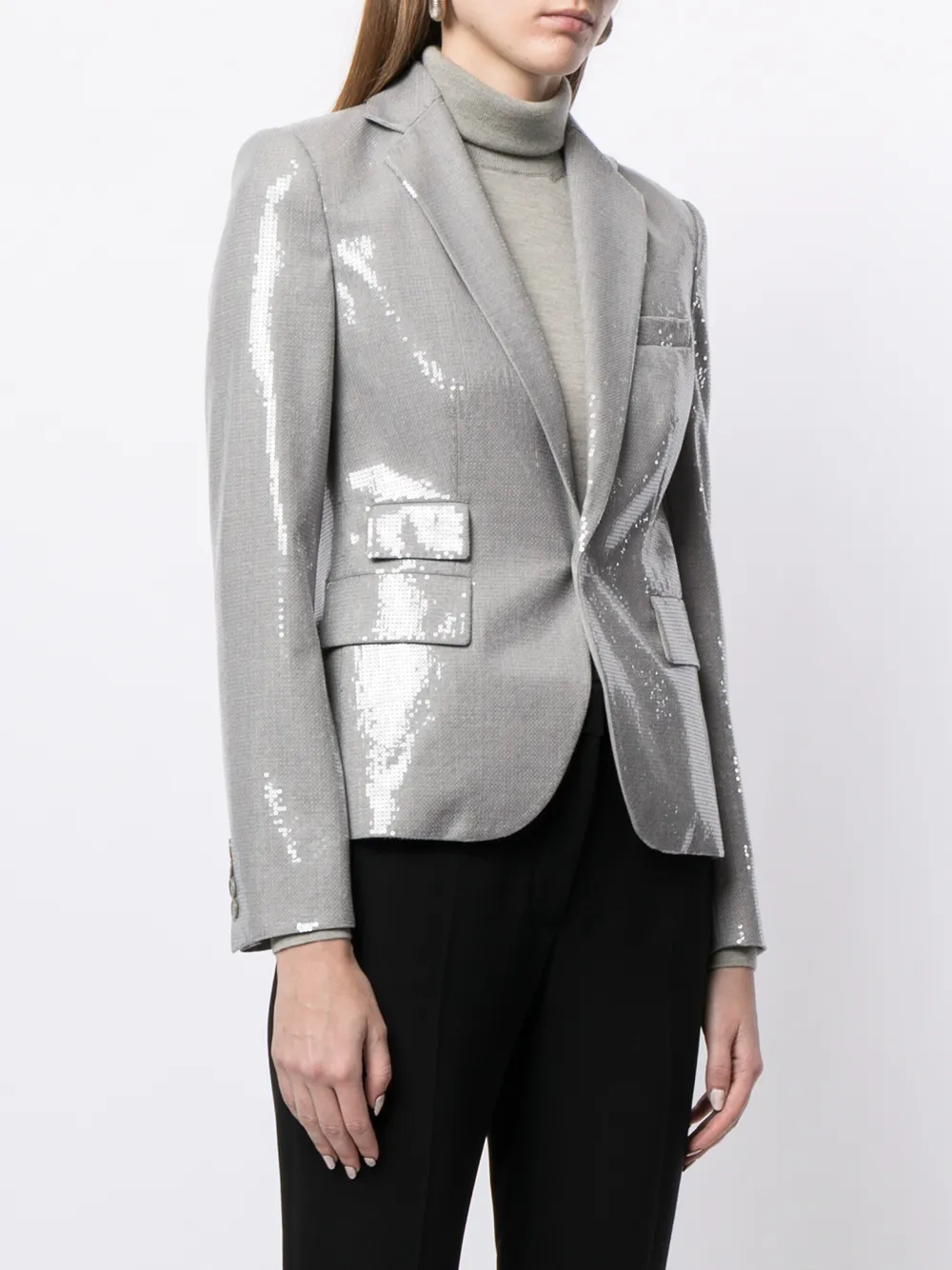 Polo Ralph Lauren Single Breasted Sequin Blazer In Grey