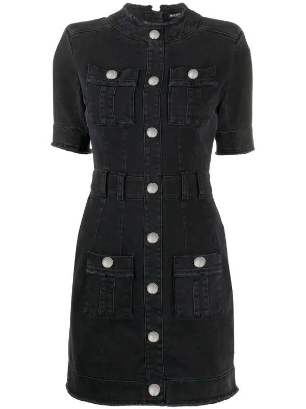 black button front dress