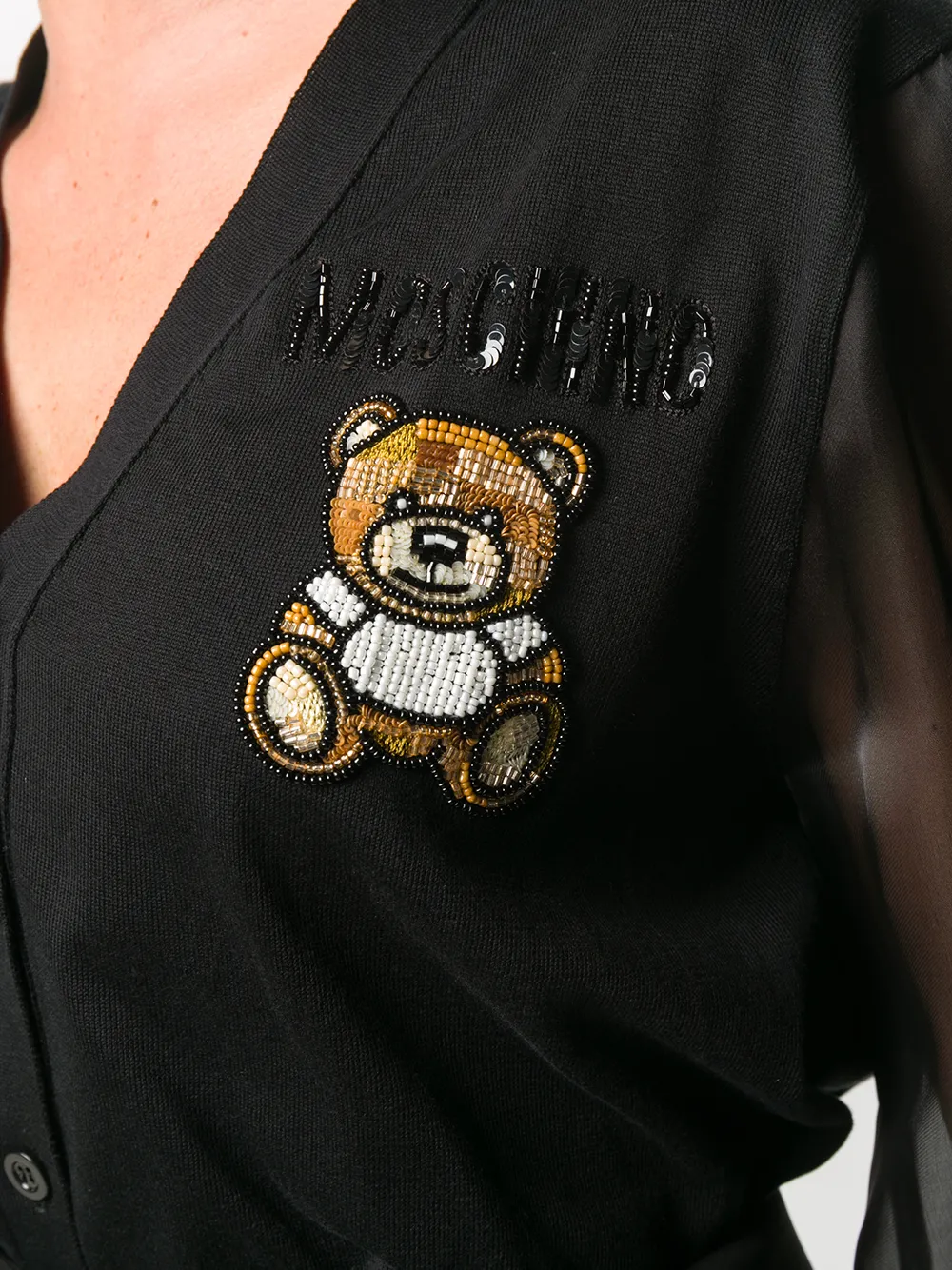 Moschino Blouse met doorzichtige mouwen Zwart