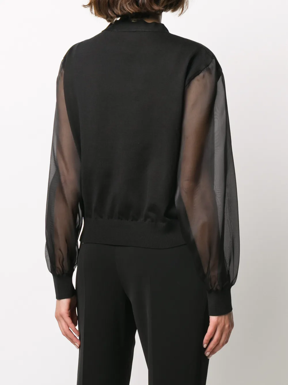 Moschino Blouse met doorzichtige mouwen Zwart