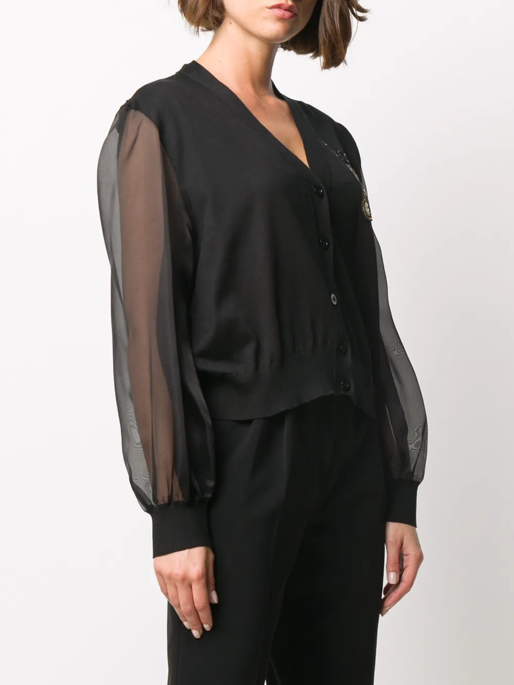 Moschino Blouse met doorzichtige mouwen Zwart
