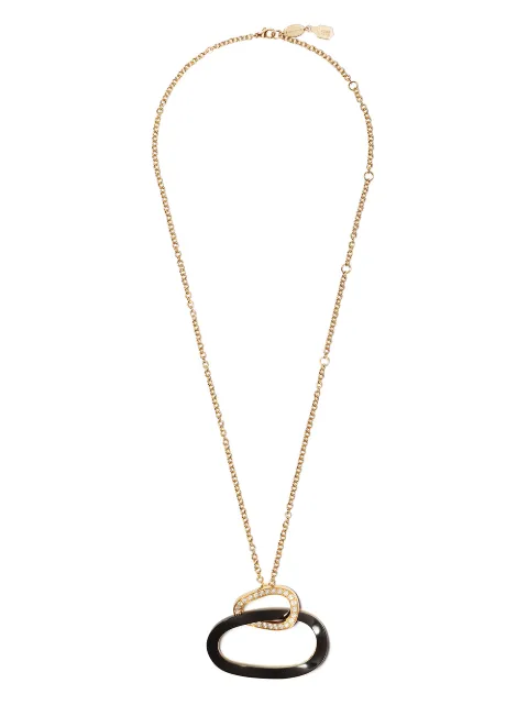 De Grisogono halskæde i 18 karat rødguld med dobbelt-ovalt diamant- og emaljevedhæng