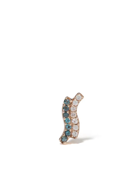 Maria Black 14kt yellow gold Wave blue sapphire and diamond stud