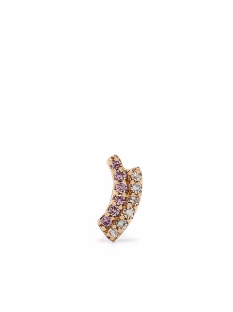 Maria Black 14kt yellow gold Rainbow diamond and pink sapphire stud