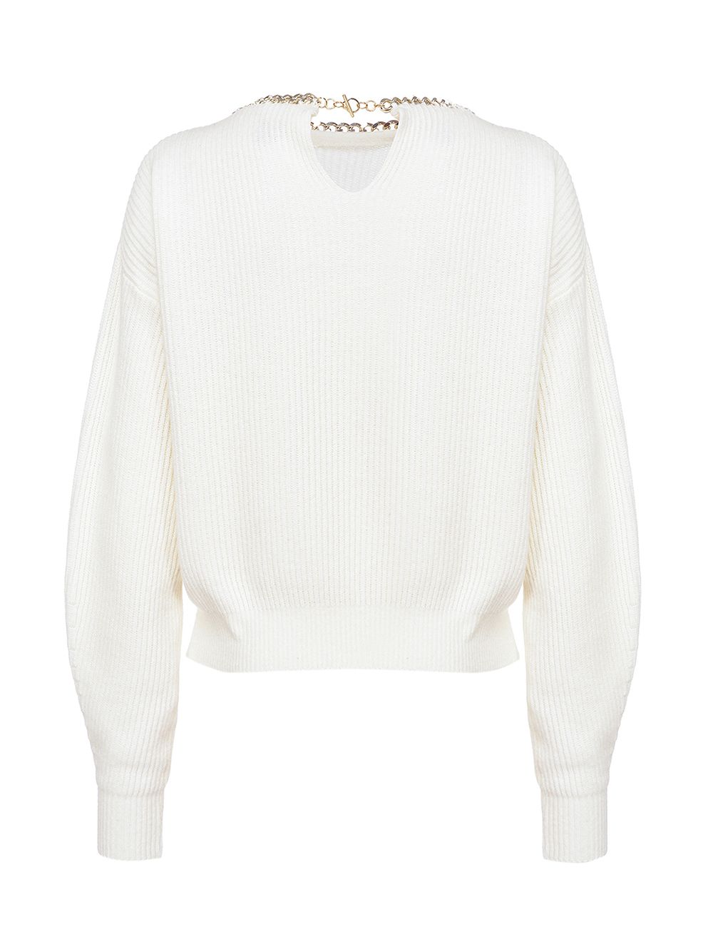 PINKO CHAIN-COLLAR RIBBED JUMPER