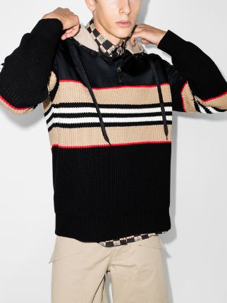 Harbridge Icon stripe rib knit hoodie展示图