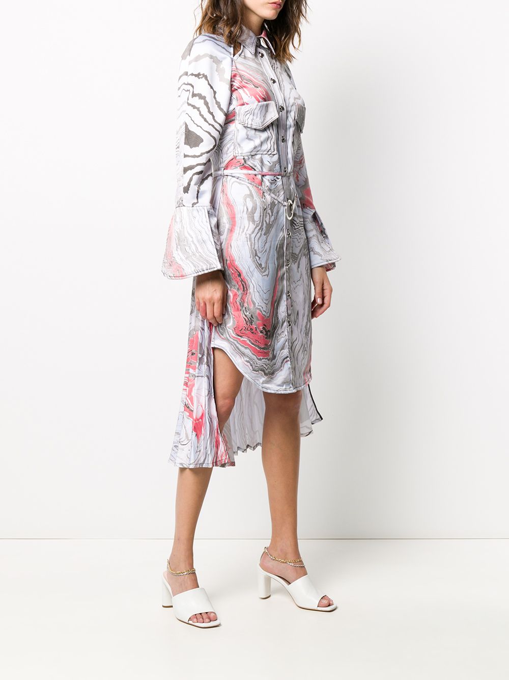 фото Thebe magugu suminagashi tie-dye print shirt dress