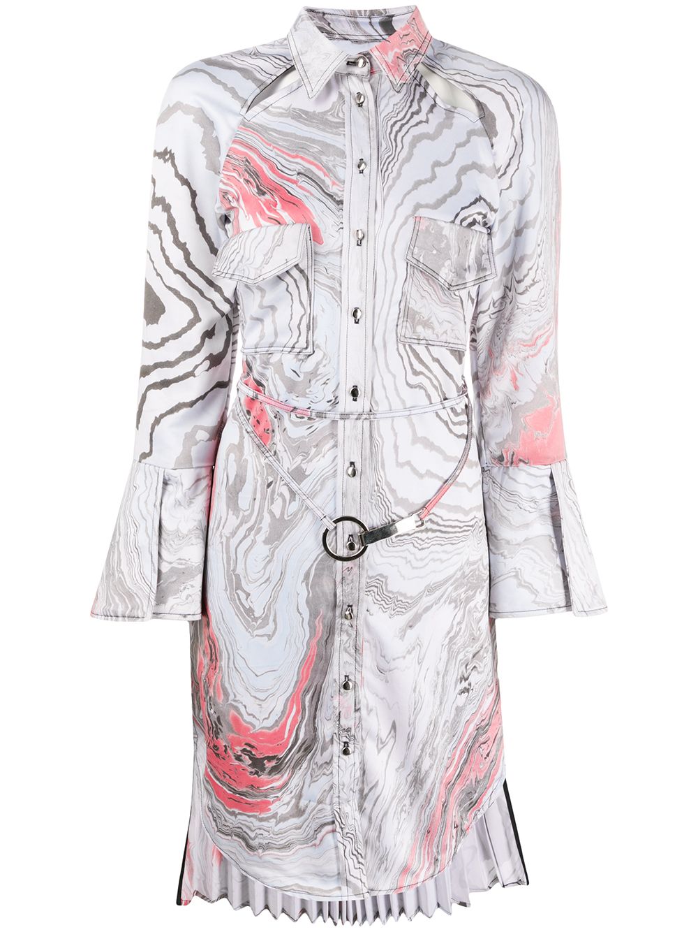 фото Thebe magugu suminagashi tie-dye print shirt dress