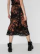 Paco Rabanne floral-print lace-trim midi skirt