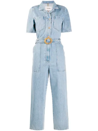 Short sleeved denim jumpsuit Clearance
