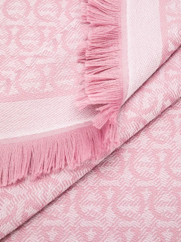 Ferragamo　シルク×コットン　花柄　アンサンブルニット　サーモンピンク Ferragamo Gancini Jacquard Knitted Scarf | Pink | FARFETCH