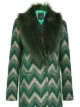 Pinko fur-panelled zigzag coat