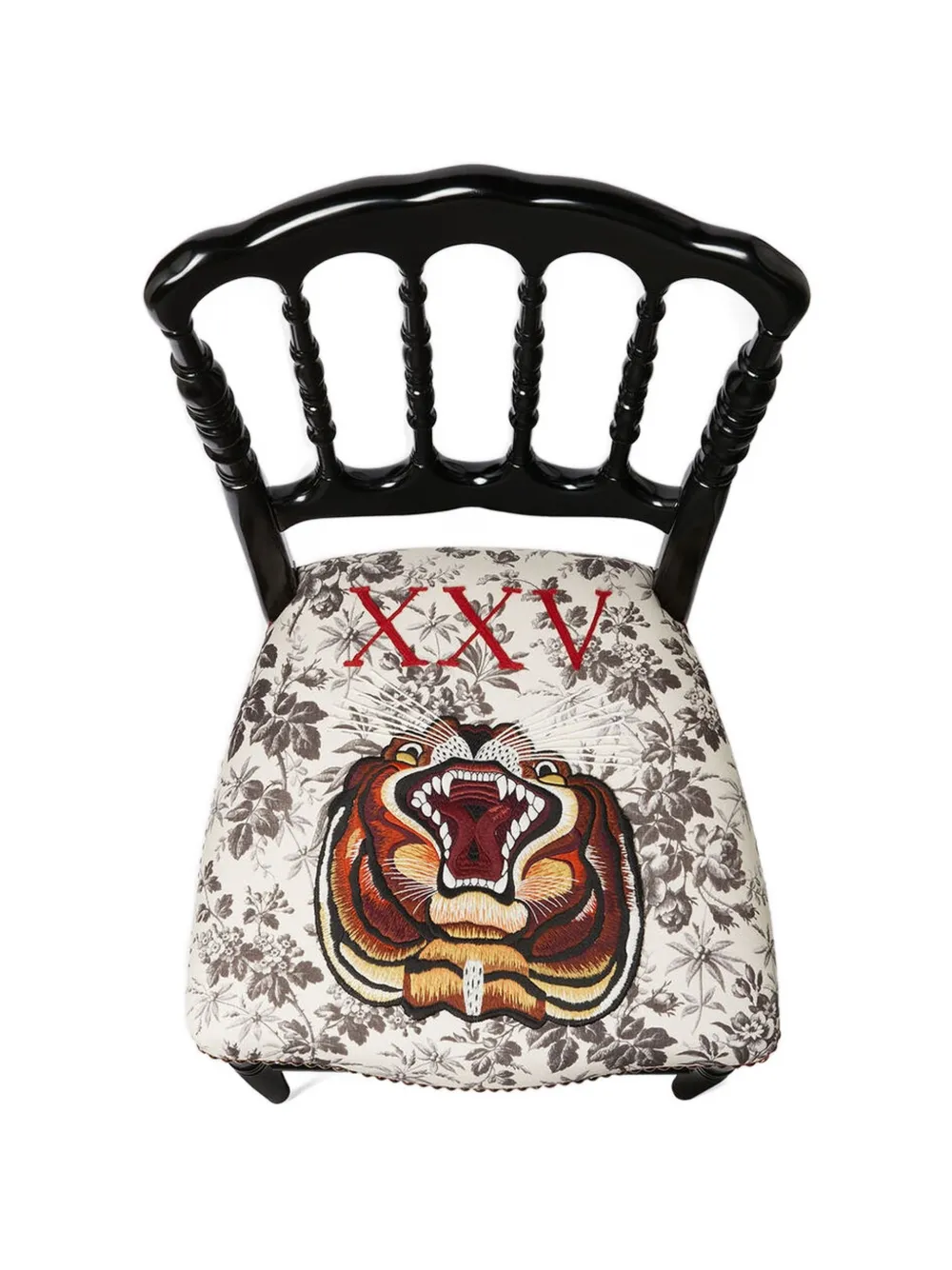  Gucci Stuhl Mit Aufgesticktem Tiger   Schwarz 