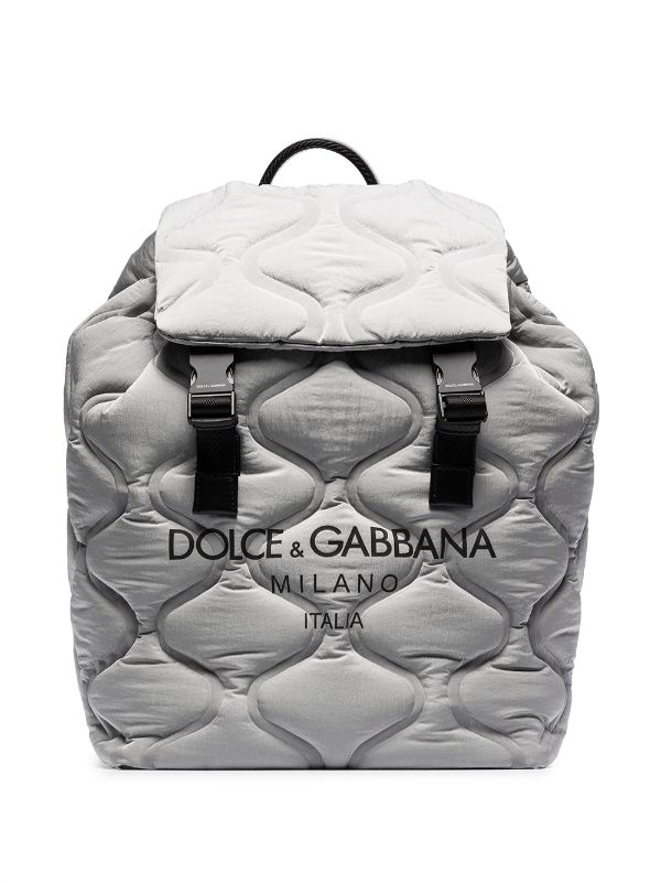 grey quilted backpack