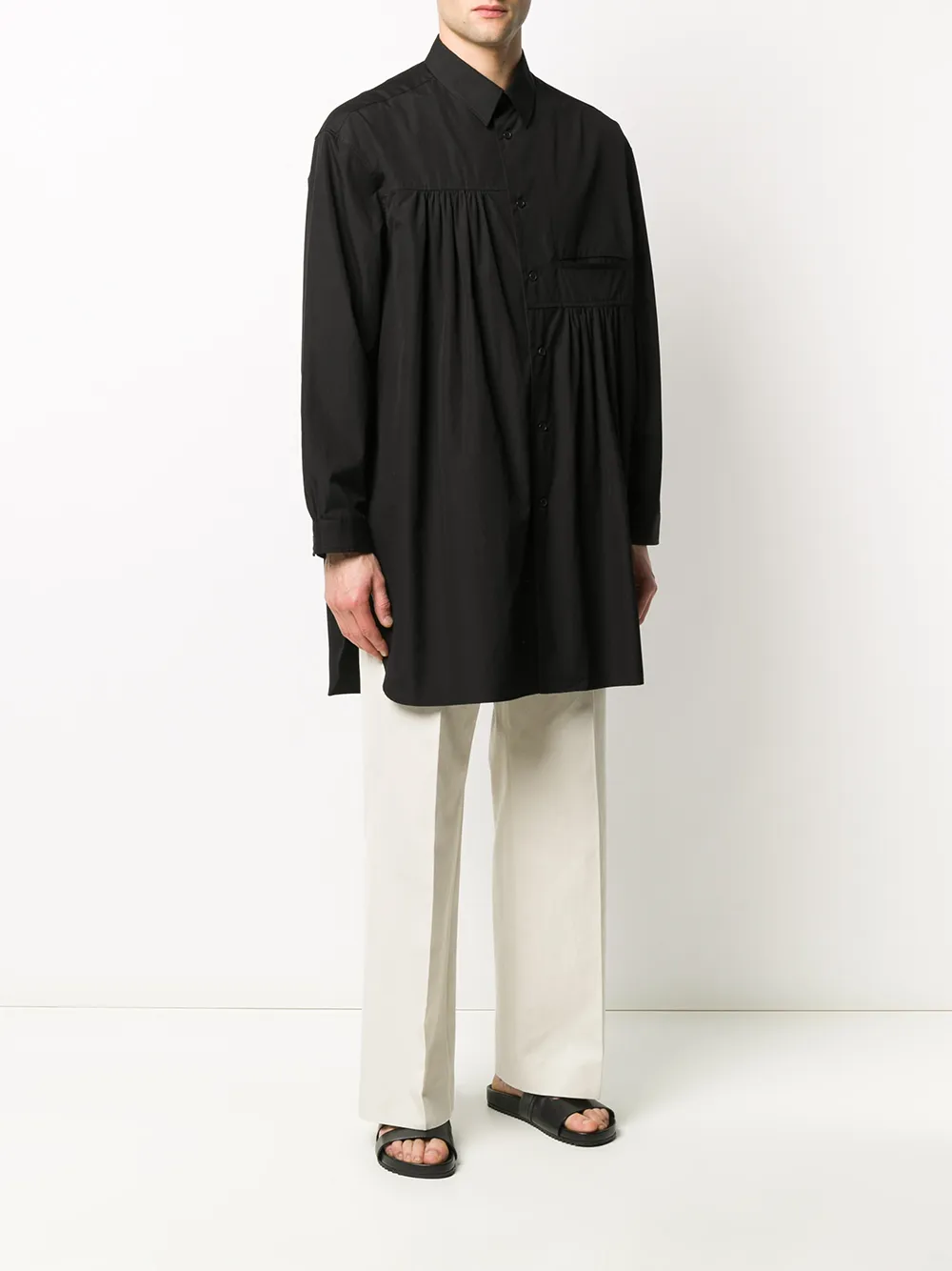 Yohji Yamamoto Geplooid overhemd Zwart