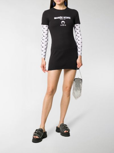 Marine Serre embroidered logo T-shirt dress black | MODES