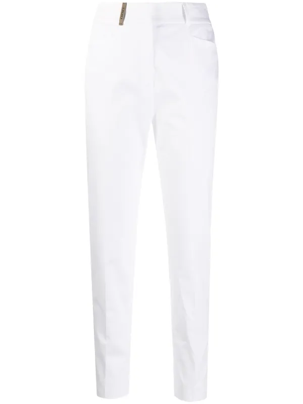 white high waisted tapered trousers