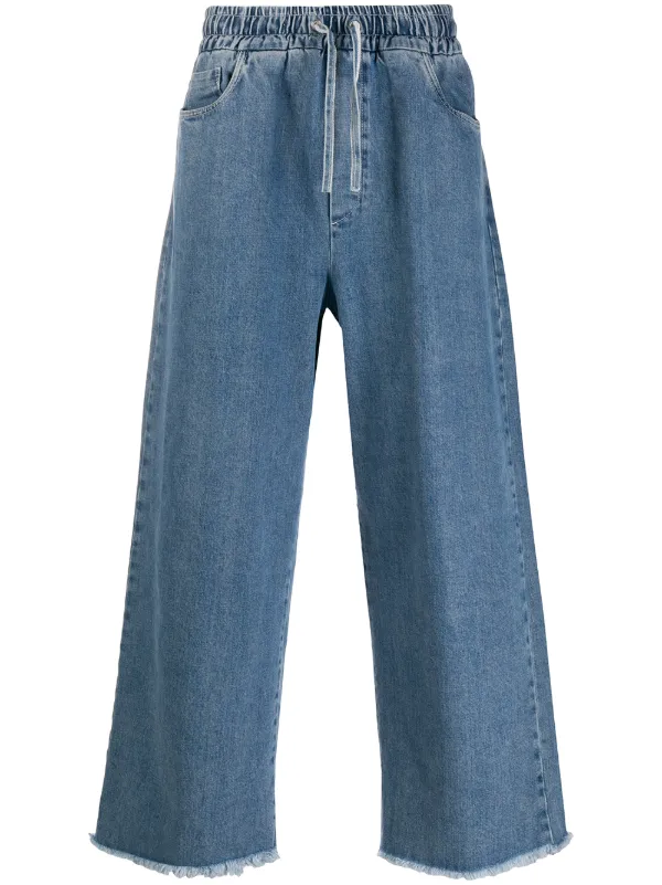 drawstring wide leg jeans