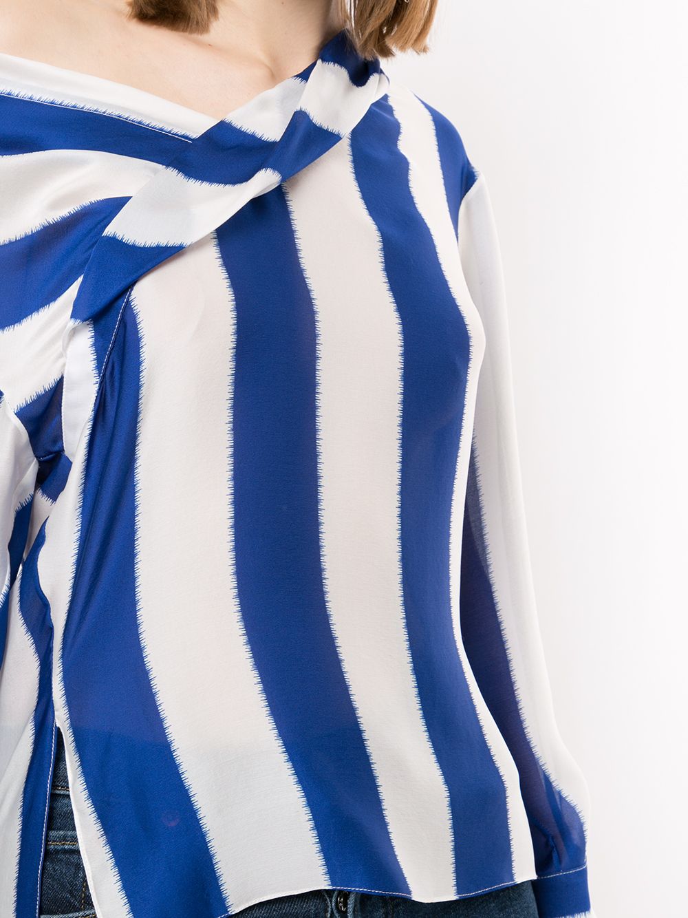 фото Hellessy silk striped off-shoulder blouse