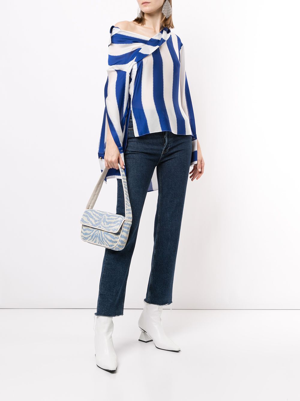 фото Hellessy silk striped off-shoulder blouse