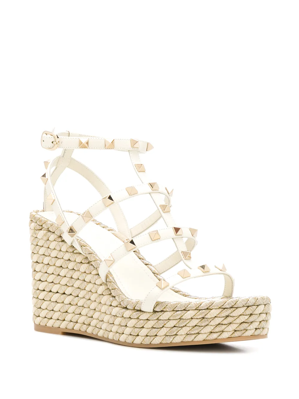 Valentino Garavani Rockstud sandalen met sleehak - Beige