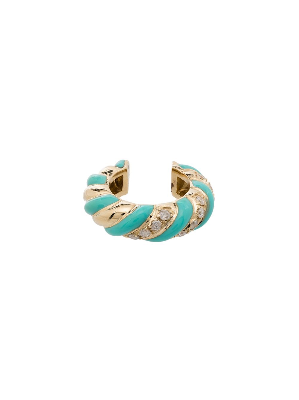 Shop Yvonne Léon 9kt Yellow Gold, Turquoise And Diamond Ear Cuff