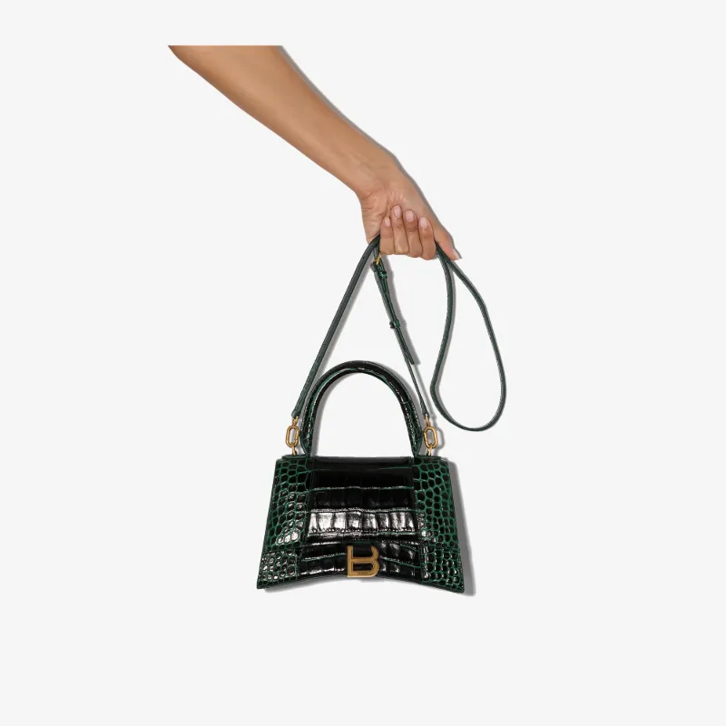 Balenciaga Womens Green Hourglass Small Top Handle Bag