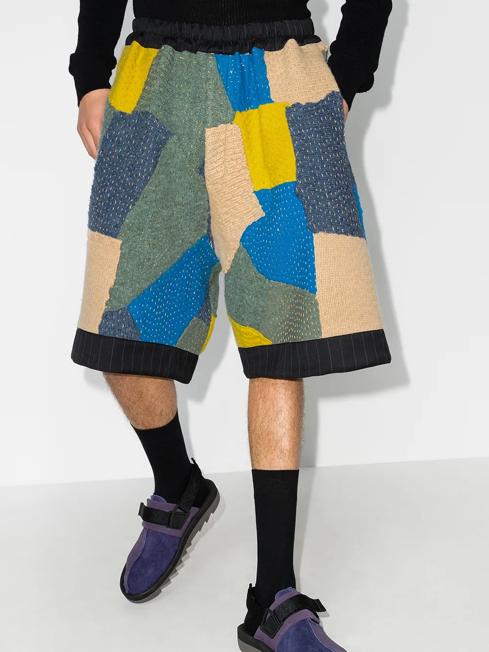 Image 2 of By Walid Silas patchwork knee-length shorts