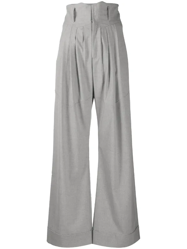 white high waisted pleated pants