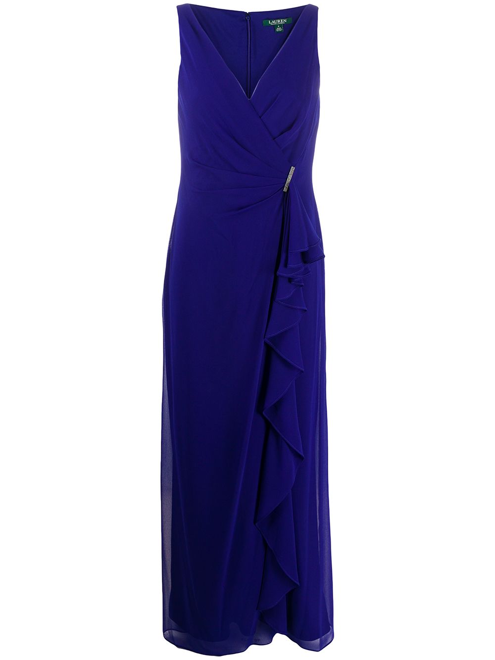 Lauren Ralph Lauren Hermina Ruffle Trim Gown In Blue