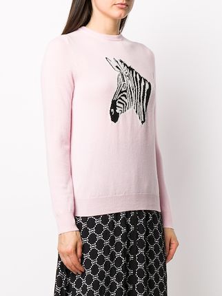 zebra motif crewneck jumper展示图