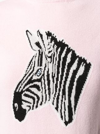 zebra motif crewneck jumper展示图