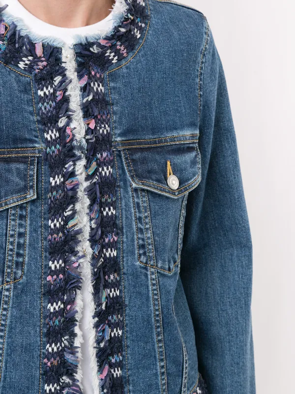 collarless denim jacket