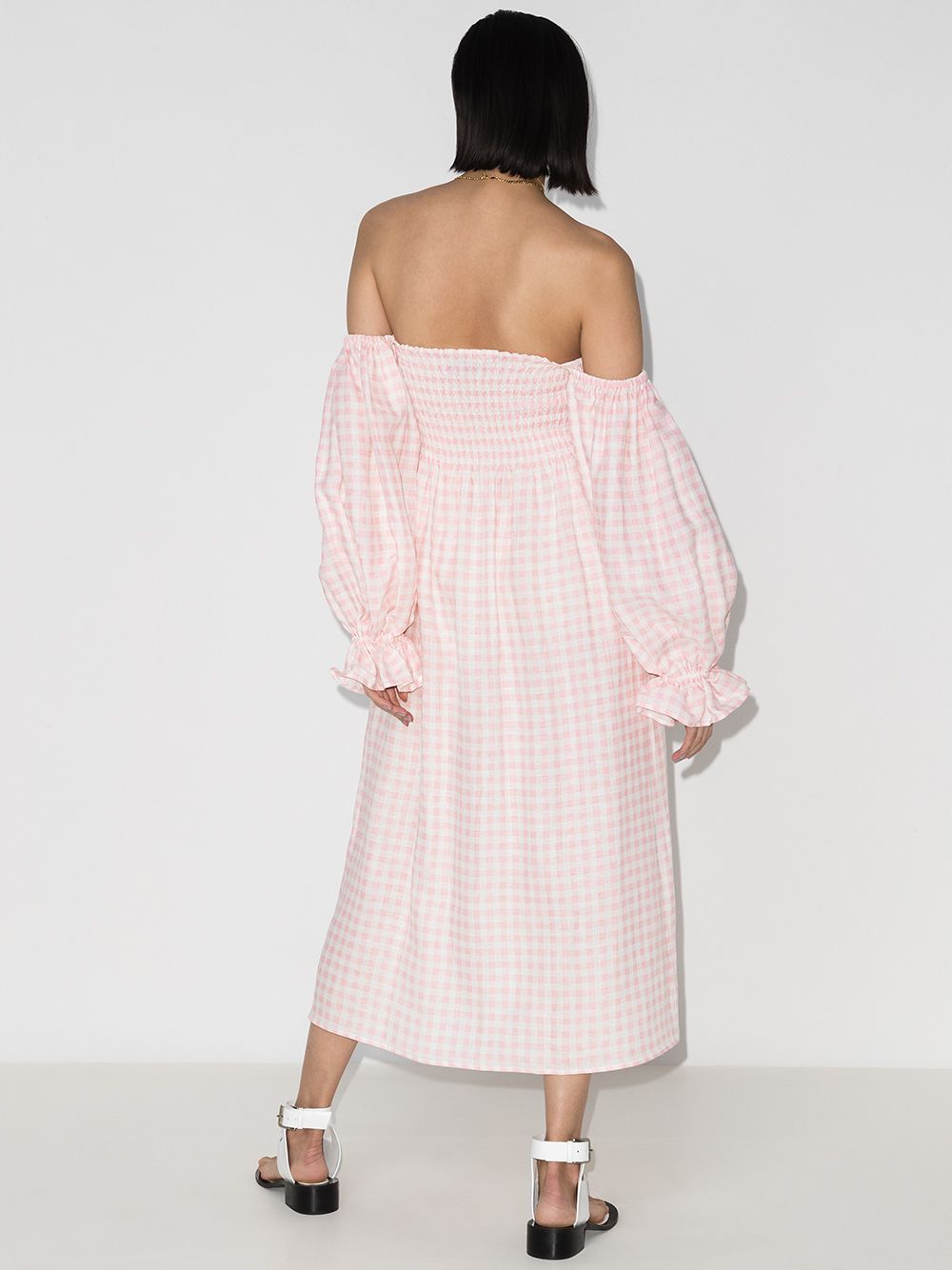 фото Sleeper atlanta puff-sleeve gingham dress