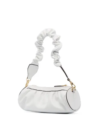 white ruched mini cylinder shoulder bag展示图