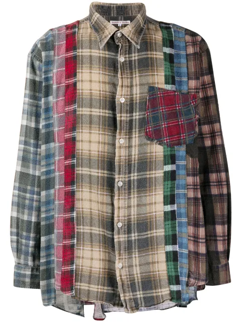 Needles check print patchwork shirt