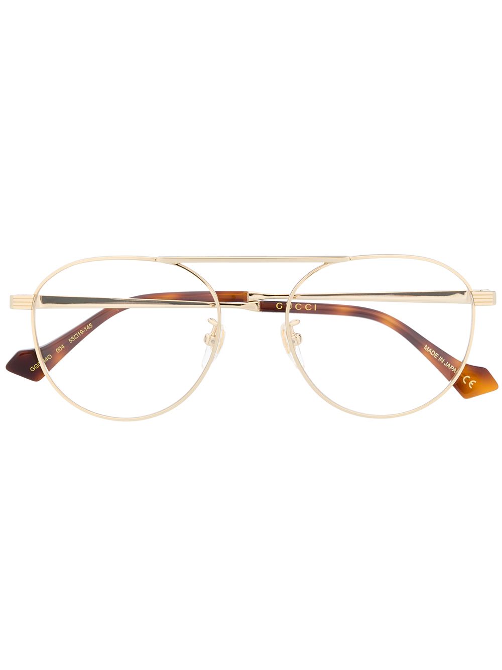 Gucci Round Frame Glasses In Gold Modesens