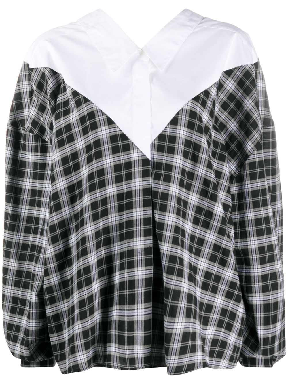 Ben Taverniti Unravel Project Oversized V-neck Check Shirt In Black