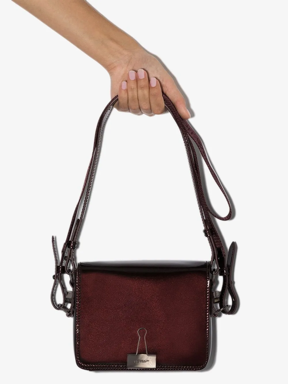 OffWhite Binder Clip patentleather Shoulder Bag Farfetch