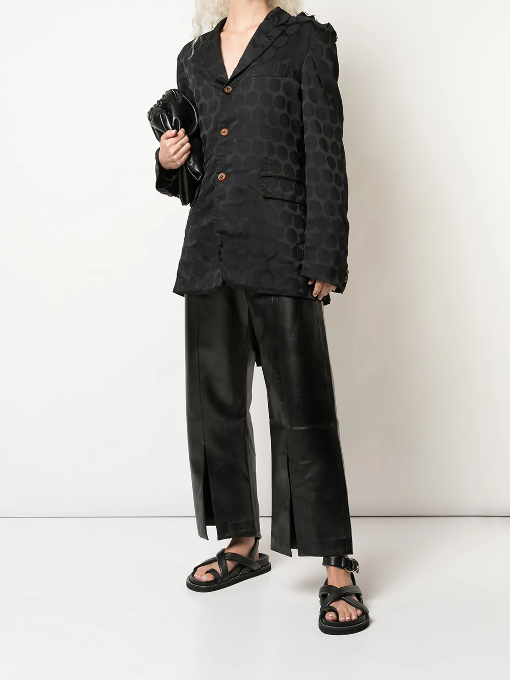 Comme des Garçons Homme Plus Blazer met ruche detail Zwart