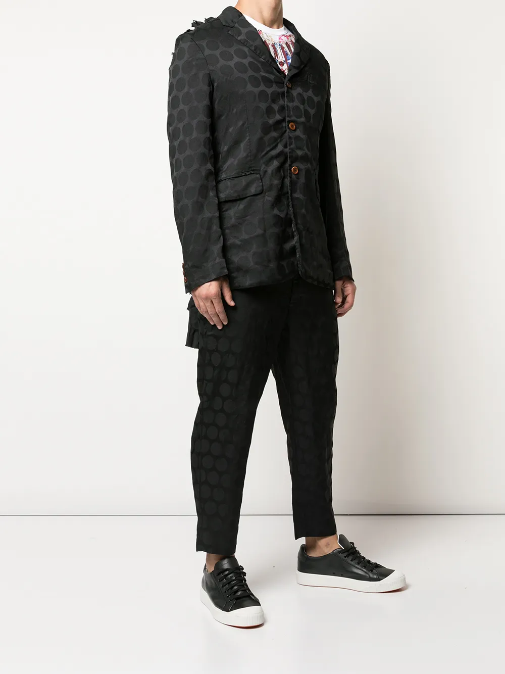Comme des Garçons Homme Plus Blazer met ruche detail Zwart