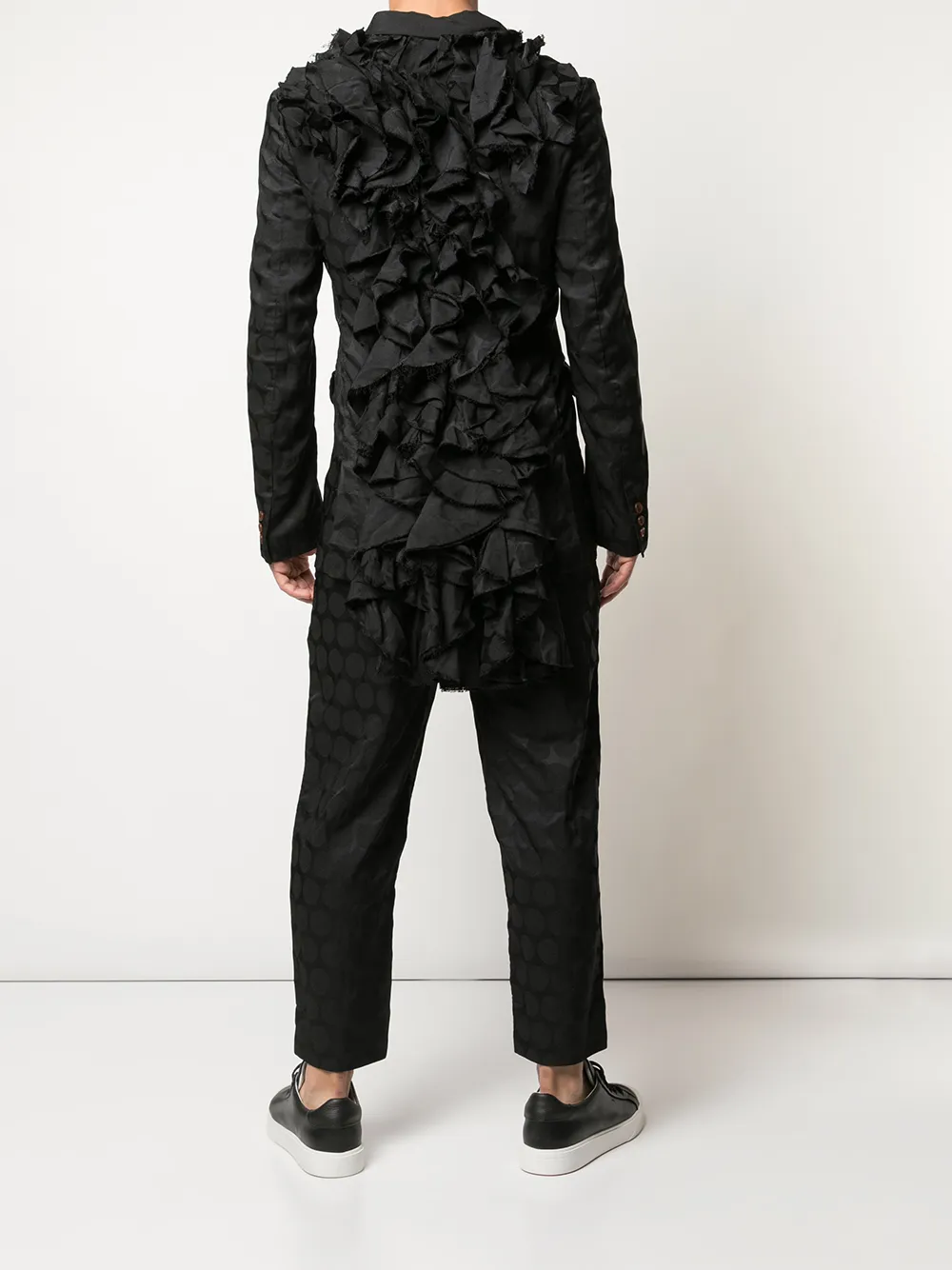 Comme des Garçons Homme Plus Blazer met ruche detail Zwart