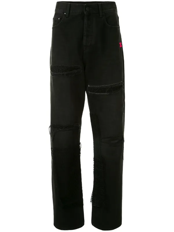 white ripped cargo pants