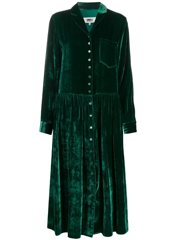 green velvet shirt dress