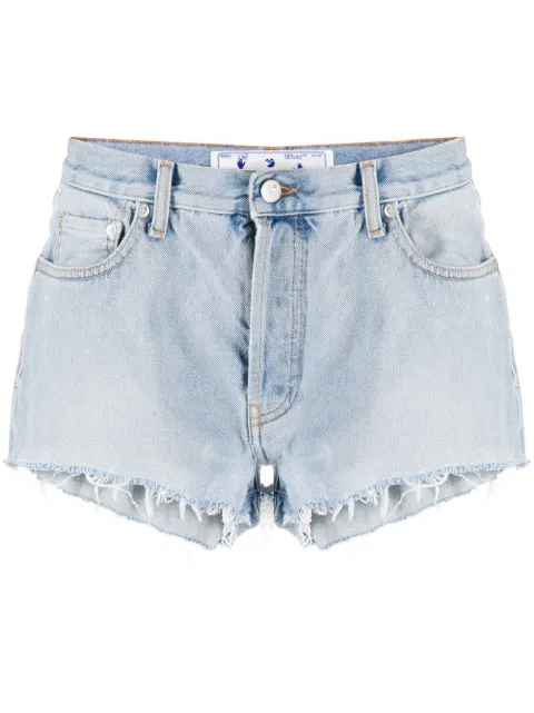 Off-White logo print denim shorts