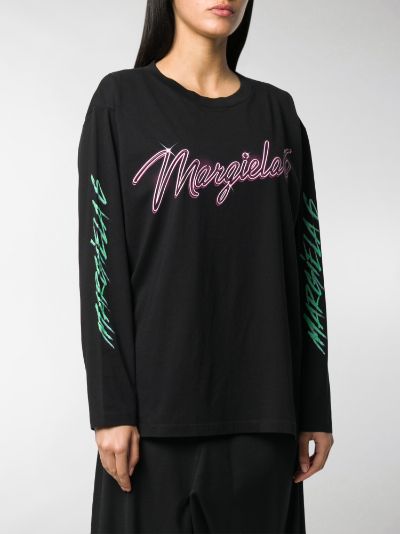 MM6 Maison Margiela long sleeve logo print T-shirt black | MODES