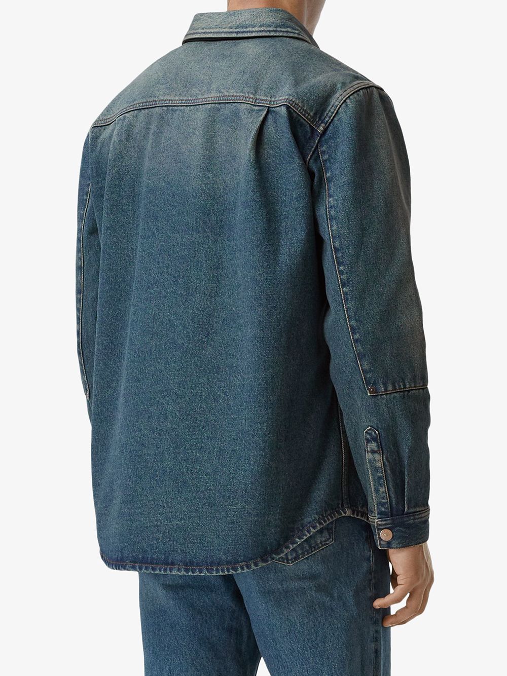 фото Burberry джинсовая рубашка с аппликацией логотипа