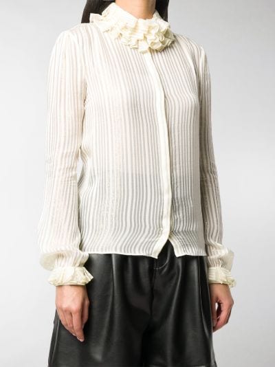 Ruffle-collar striped blouse Farfetch Girls Clothing Blouses Neutrals 