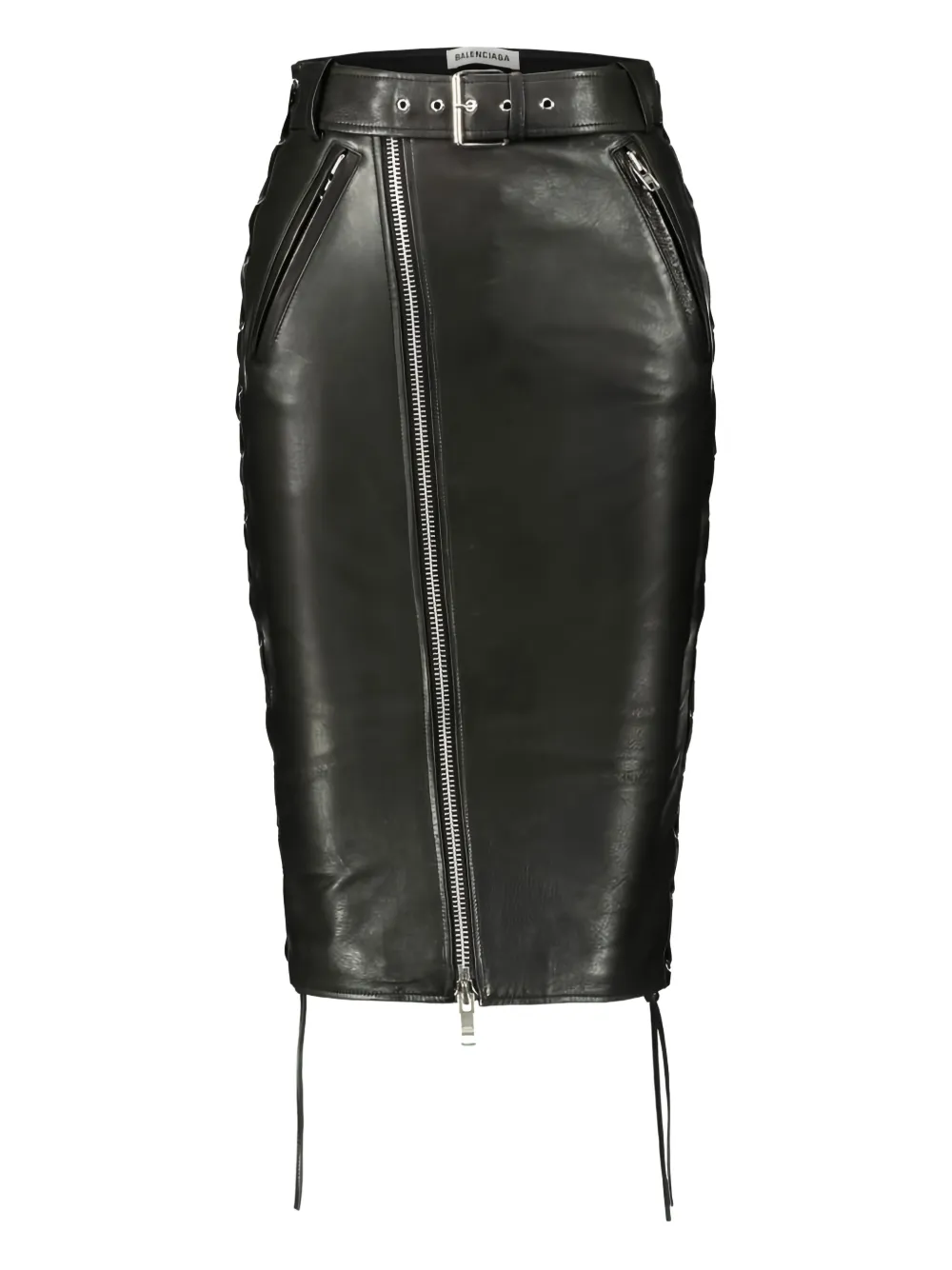 Balenciaga leather midi skirt – Black